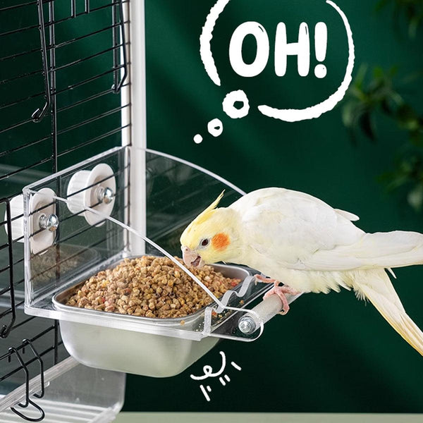 Parrot Stainless Steel Food Bowl Bird Feeder Cage Hanging Dish For Pet Birds Feeders