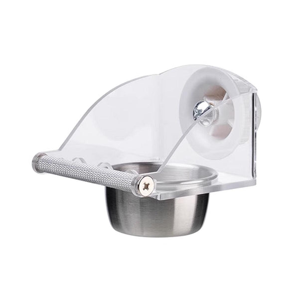 Parrot Stainless Steel Food Bowl Bird Feeder Cage Hanging Dish For Pet Birds Feeders