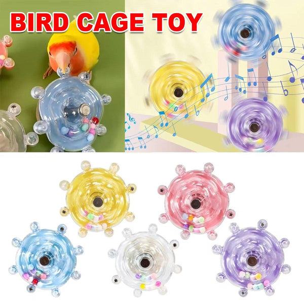 Interactive Parrot Spinning Wheel Stress Relief Toy For Small Birds Durable Blue Birds Toys