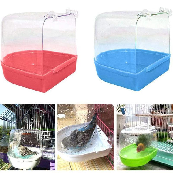 Bird Water Bath Tub For Pet Cage Hanging Bowl Parrot Birdbath Cleaning Pink Bird Baths