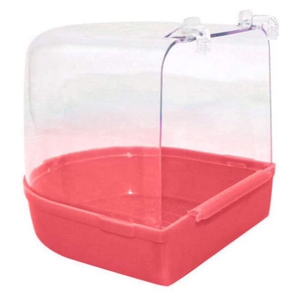 Bird Water Bath Tub For Pet Cage Hanging Bowl Parrot Birdbath Cleaning Pink Bird Baths
