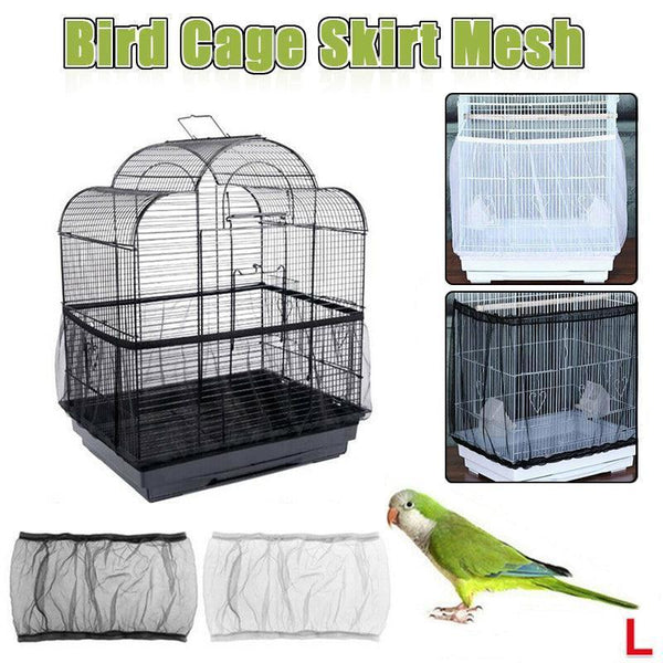 L Size Shell Skirt Mesh Cover Pet Bird Cage Guard Nylon Net Seed Catcher White Bird Cages