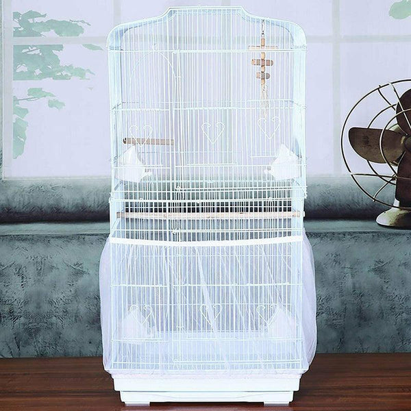 L Size Shell Skirt Mesh Cover Pet Bird Cage Guard Nylon Net Seed Catcher White Bird Cages