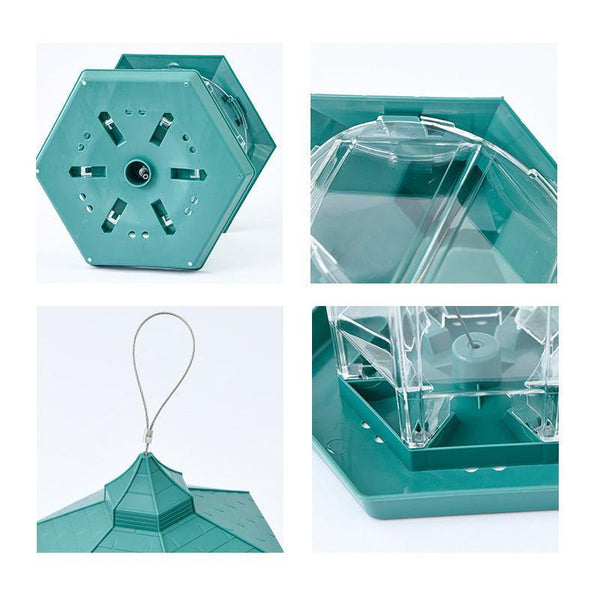 Garden Hanging Wild Bird Feeder Birds Gazebo Shape Container Waterproof Outdoor Green Feeders