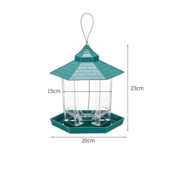 Garden Hanging Wild Bird Feeder Birds Gazebo Shape Container Waterproof Outdoor Green Feeders