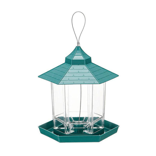 Garden Hanging Wild Bird Feeder Birds Gazebo Shape Container Waterproof Outdoor Green Feeders