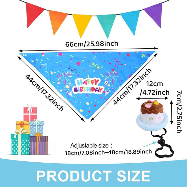 Pet Birthday Cake Hat And Triangle Towel Combination Fun Party Dress Up For Pets Blue Dog Clothing & Shoes