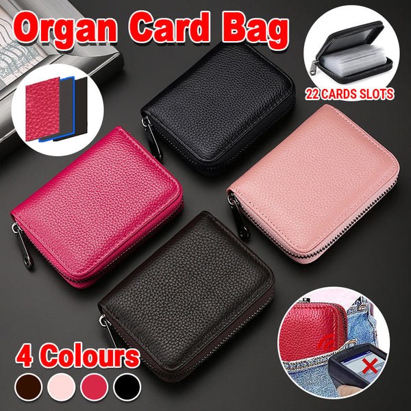Compact Zipper Organ Card Cover Holder Wallet Id Bag Short Coin Purse Pockets Black Wallets