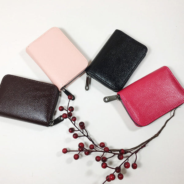 Compact Zipper Organ Card Cover Holder Wallet Id Bag Short Coin Purse Pockets Black Wallets