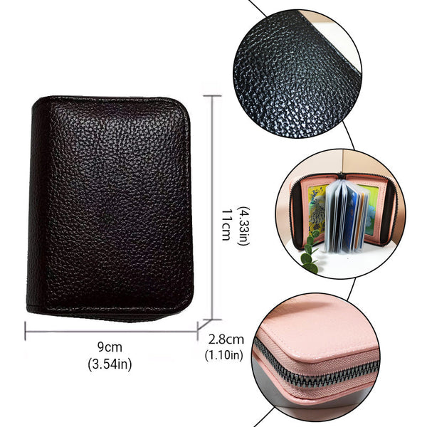Compact Zipper Organ Card Cover Holder Wallet Id Bag Short Coin Purse Pockets Black Wallets