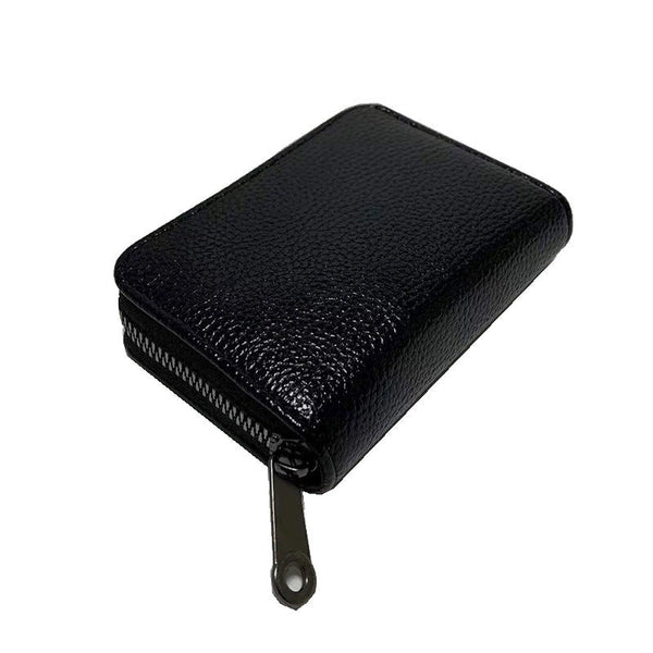 Compact Zipper Organ Card Cover Holder Wallet Id Bag Short Coin Purse Pockets Black Wallets