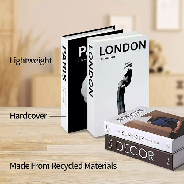 3 Pcs Modern Decorative Books Set Foldable Fake For Display City Theme Bookends