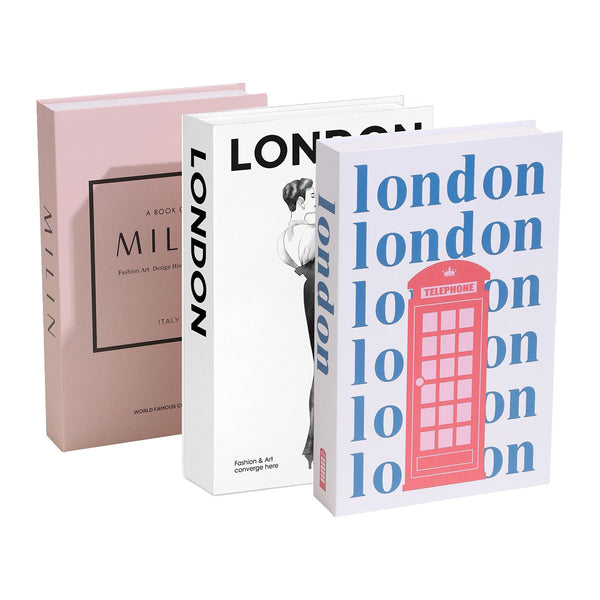 3 Pcs Modern Decorative Books Set Foldable Fake For Display City Theme Bookends