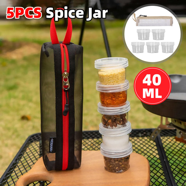 5Pcs Outdoor Camping Spice Container Set Travel Bbq Seasoning Storage Box Use Black Camping Storage