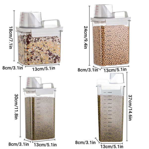 Sealed Household Grain Storage Box Transparent Rice Bucket Kitchen 1100Ml Food Storage Containers