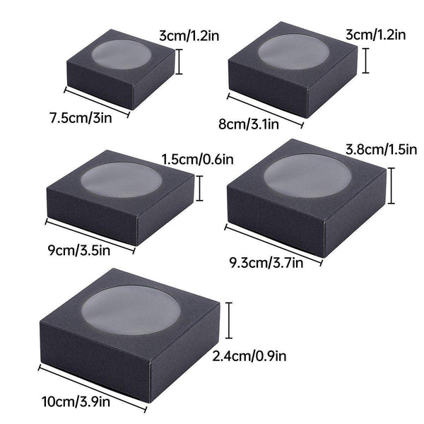 50Pcs Handmade Soap Paper Box Round Window Kraft Black White Candy Biscuit 9*9*1.5Cm Gift Boxes