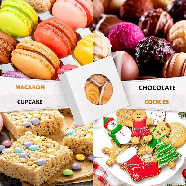 50Pcs Handmade Soap Paper Box Round Window Kraft Black White Candy Biscuit 9*9*1.5Cm Gift Boxes