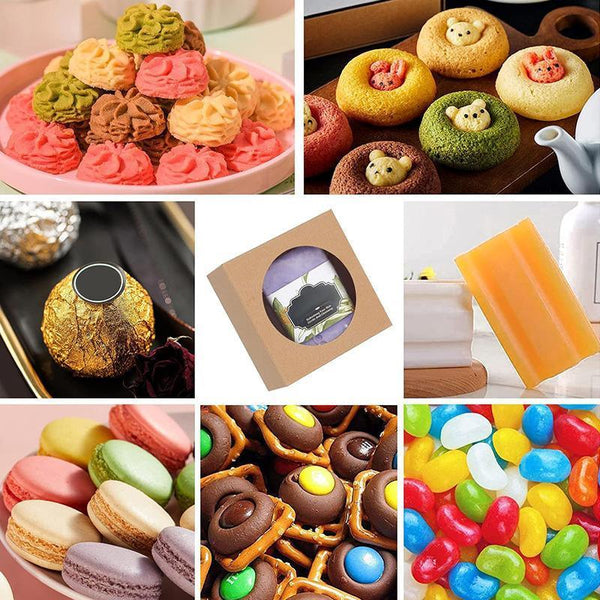 50Pcs Handmade Soap Paper Box Round Window Kraft Black White Candy Biscuit Khaki 9.3*9.3*3.8Cm Baking Cups & Cases
