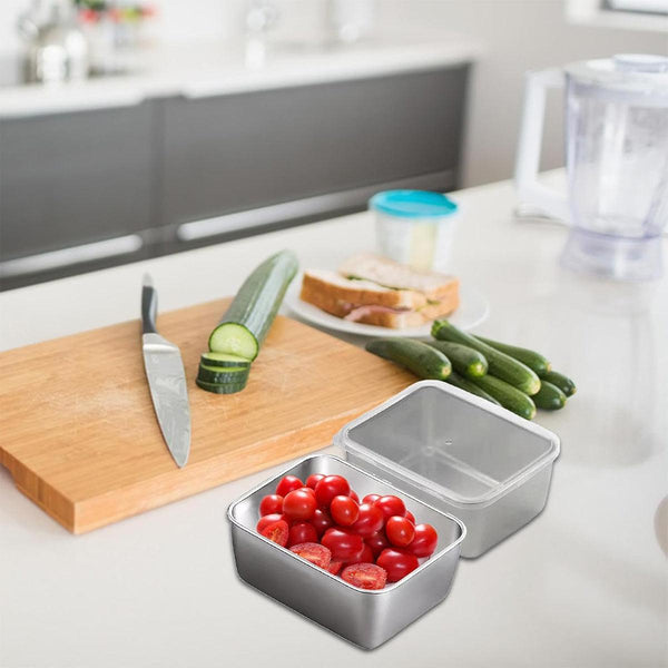 6Pcs Stainless Steel Food Storage Box Refrigerator Crisper Rectangle Container Food Storage Containers