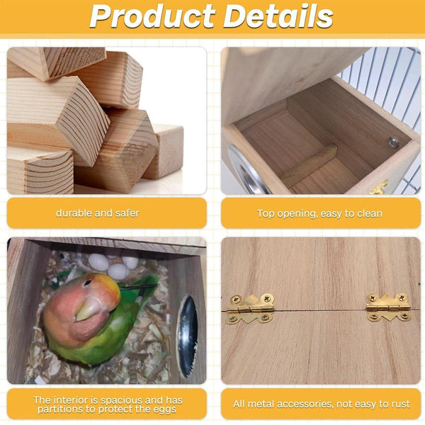 Natural Breeding Box Durable Parrot Hatching Nesting For Birds Bird Cages