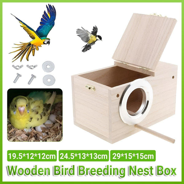 Nest Bird Breeding Box Parakeet Parrot atiel Cage Nesting House S M L Small 19.5 12 X 12Cm Bird Houses