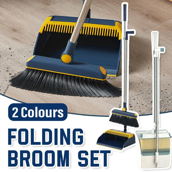Folding Broom Dustpan Set Rotating Household Sweeping Hair Removal Cleaning Tool White Mops Brooms & Scrubbers