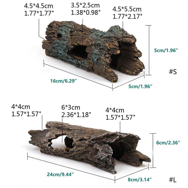 Tree Log Hide Ornament Trunk Tunnel Fish Reptile Tank Resin Aquarium Decoration Large Aquariums