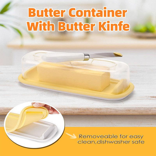 Square Butter Box With Knife Cheese Storage Container Cutting Tray For Kitchen Butter Dishes