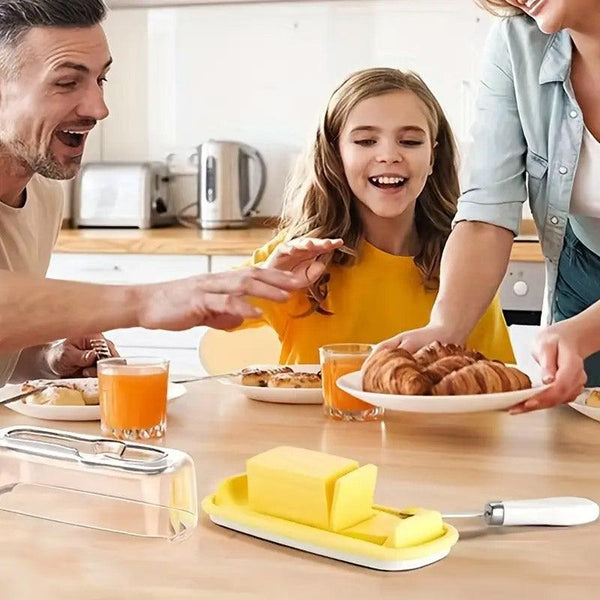 Square Butter Box With Knife Cheese Storage Container Cutting Tray For Kitchen Butter Dishes