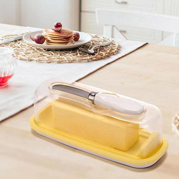 Square Butter Box With Knife Cheese Storage Container Cutting Tray For Kitchen Butter Dishes