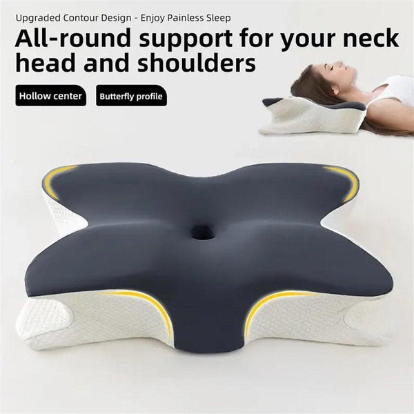 Memory Foam Butterfly Pillow Neck Support Slow Rebound Cervical Dark Grey Seat & Posture Cushions