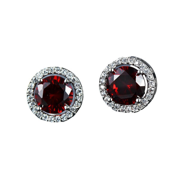 Female Round Zircon Stud Full Diamond Boucle Big Hollow Cubic Gift Colourful Earrings