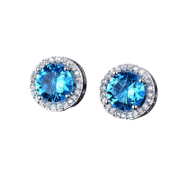 Female Round Zircon Stud Full Diamond Boucle Big Hollow Cubic Gift Colourful Earrings