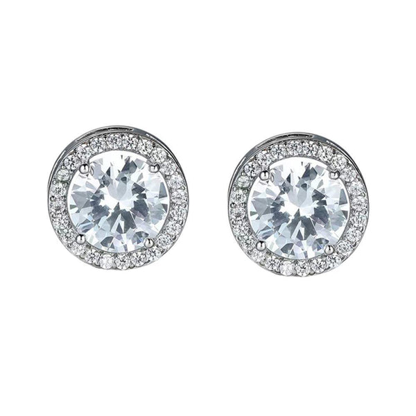 Female Round Zircon Stud Full Diamond Boucle Big Hollow Cubic Gift Colourful Earrings
