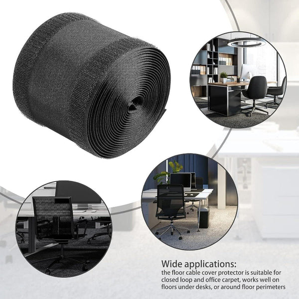 Cable Cover Nylon Sticky Wire Protector Floor Blanket Reusable Cord Tube Black 3Meter(With Adhesive) Cable Cleats Clamps & Ties