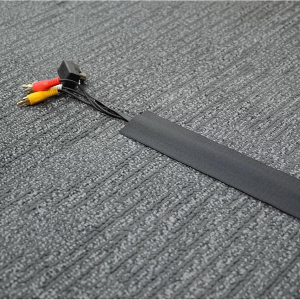 Cable Cover Nylon Sticky Wire Protector Floor Blanket Reusable Cord Tube Black 3Meter(With Adhesive) Cable Cleats Clamps & Ties