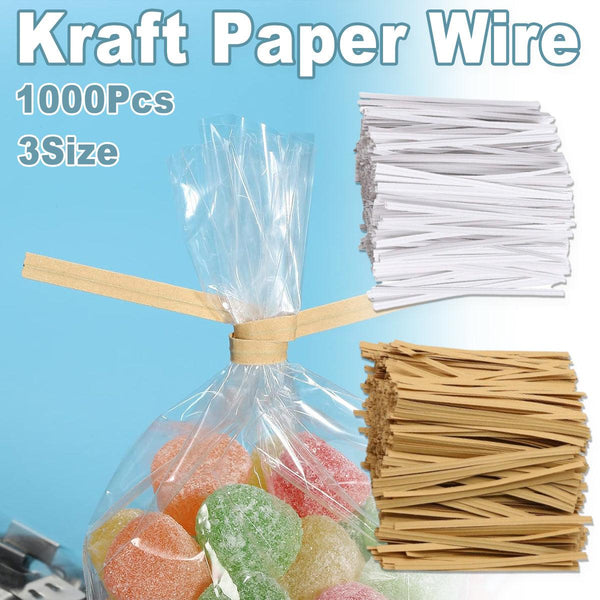 1000Pcs Paper Tie Tape Wire 8/10/15Cm For Baking Packing Bag Sealing Supplies White 8Cm Other Baking Accessories