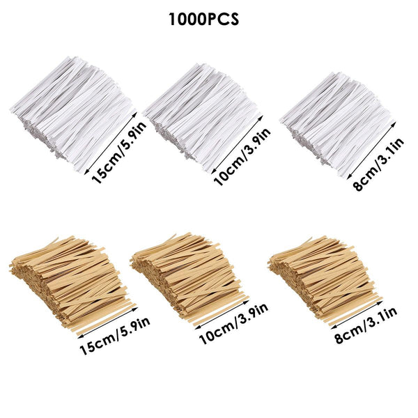 1000Pcs Paper Tie Tape Wire 8/10/15Cm For Baking Packing Bag Sealing Supplies White 8Cm Other Baking Accessories
