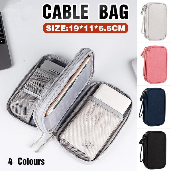 Electronic Accessories Cable Bag Organizer Travel Pouch Storage Cases Charger Pink Storage Bags