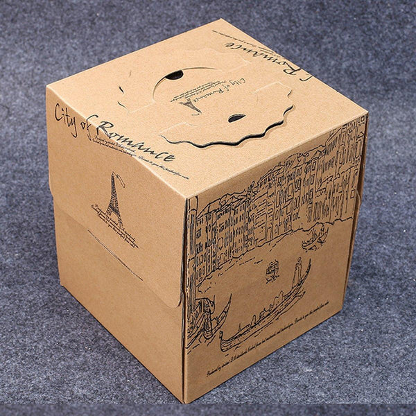 10Pcs Elegant European Style Kraft Paper Cake Boxes Dessert Packaging Containers Double Height 6Inch Baking Cups & Cases