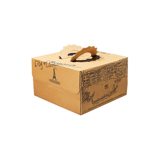 10Pcs Elegant European Style Kraft Paper Cake Boxes Dessert Packaging Containers Double Height 6Inch Baking Cups & Cases