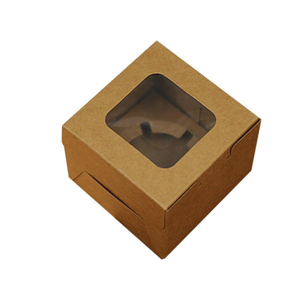 25Pcs Paper Cupcake Box With Window For Party Wedding Bakery Gift Packaging 1 Hole Baking Cups & Cases