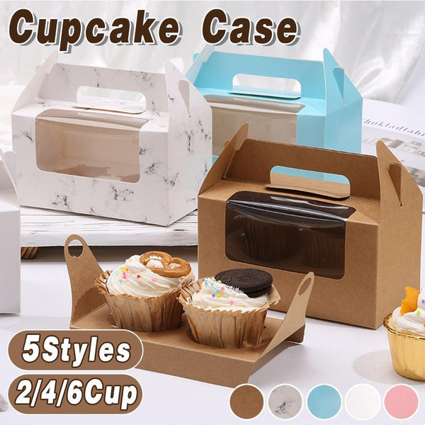 25Pcs Cupcake Packaging Box With Transparent For Easy Opening Brown 2Cup Baking Cups & Cases