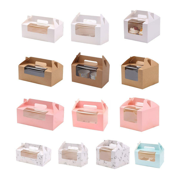25Pcs Cupcake Packaging Box With Transparent For Easy Opening Brown 2Cup Baking Cups & Cases