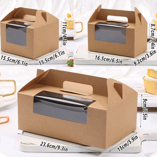 25Pcs Cupcake Packaging Box With Transparent For Easy Opening Brown 2Cup Baking Cups & Cases