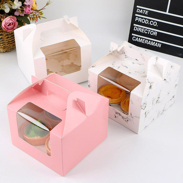 25Pcs Cupcake Packaging Box With Transparent For Easy Opening Brown 2Cup Baking Cups & Cases