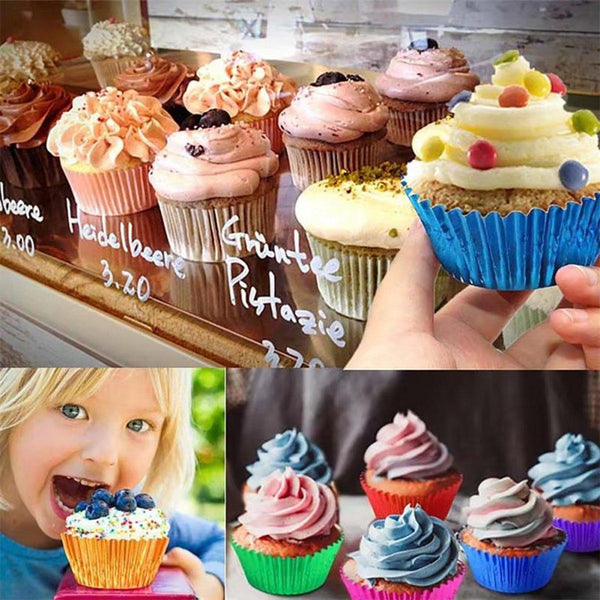 200 Pcs Colored Baking Paper Cupcake Trays Muffin Liners For Party Pink Baking Cups & Cases