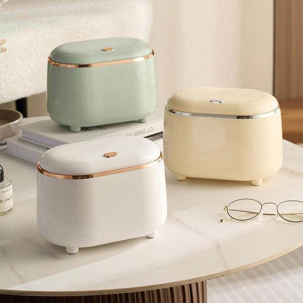 Small Desktop Trash Can Oval Pop Up Lid Rubbish Bin Waste Organizer Container Green Rubbish Bins