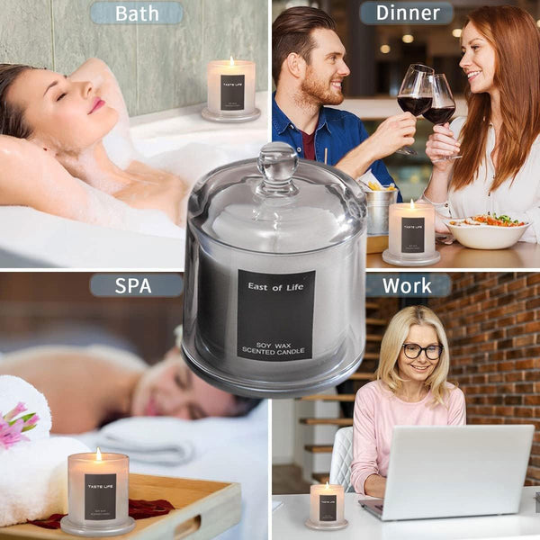 2Pcs Smokeless Glass Aromatherapy Scented Gift Set For Relaxation Lime Basil Candles