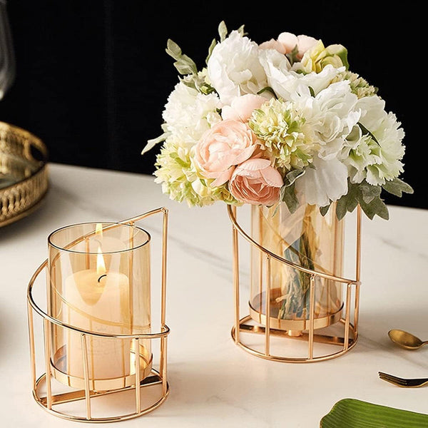 Wrought Iron Candle Holder Romantic Candlestick Ornament Dinner Table Decor Prop L Candle Holders & Accessories